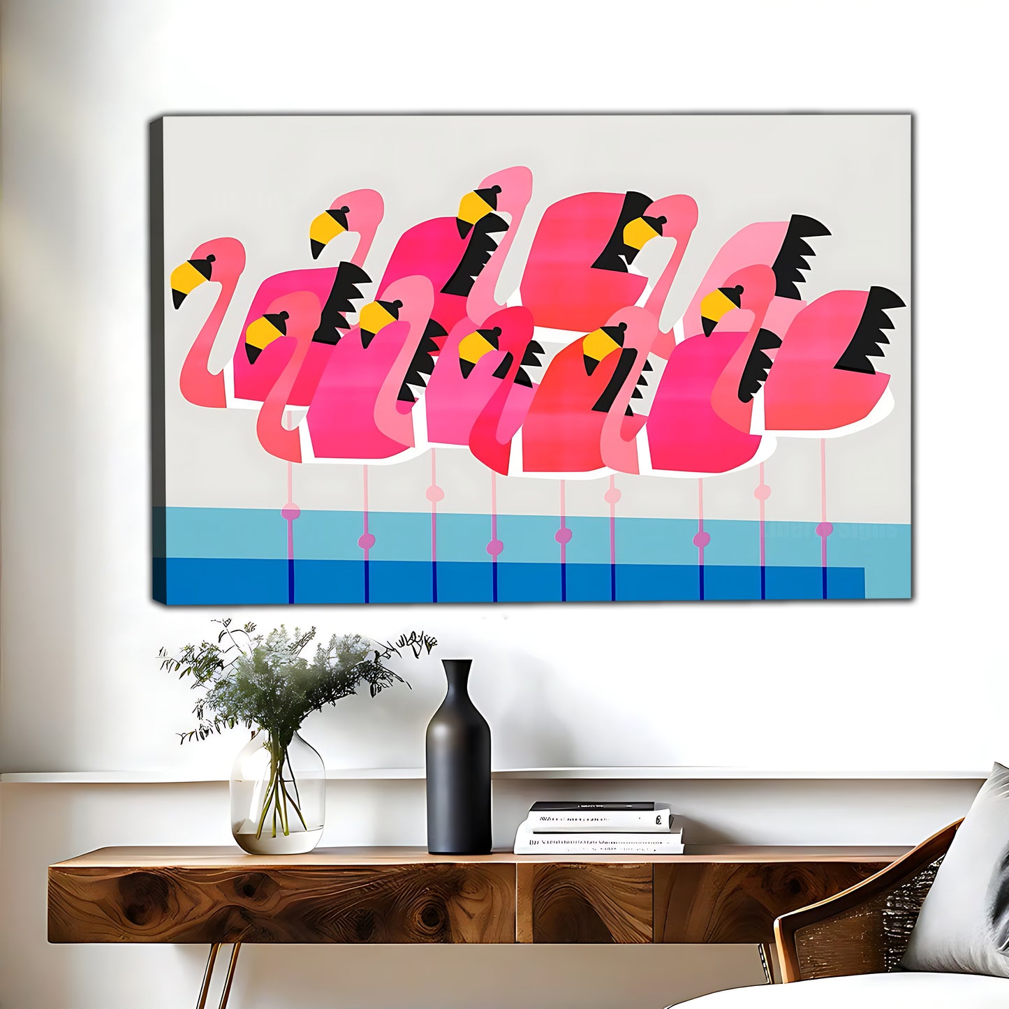 Pink Flamingo Pattern Framed Wall Art |Liberty Signs #L604