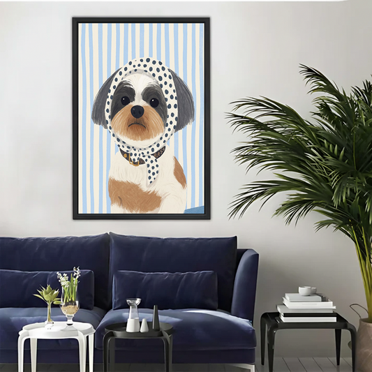 Cute Dog in Polka Dot Scarf — Funny Pet Portrait Wall Art| Liberty Signs#L942