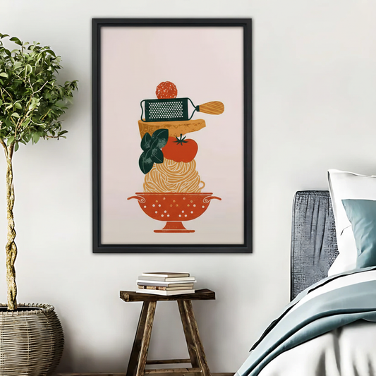 Italian Pasta Stack Kitchen Art Print - Modern Food Illustration|Liberty Signs #L408