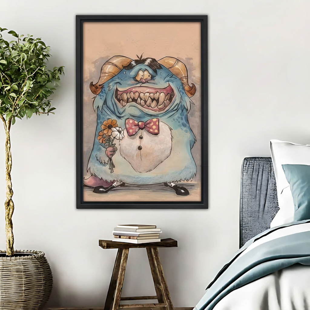 Whimsical Monster Art Print - Cute Blue Creature Wall Decor|Liberty Signs #L443