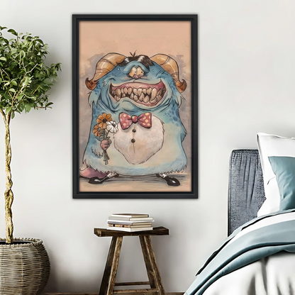 Whimsical Monster Art Print - Cute Blue Creature Wall Decor|Liberty Signs #L443