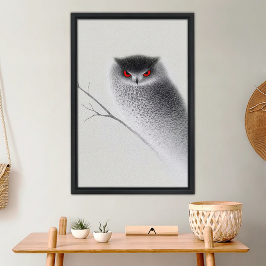 Red-Eyed Owl – Minimalist Stipple Art Print| Liberty Signs#L978
