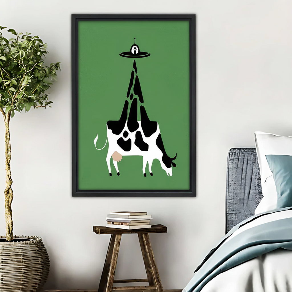 Playful UFO Cow Abduction Wall Art Print|Liberty Signs #L523