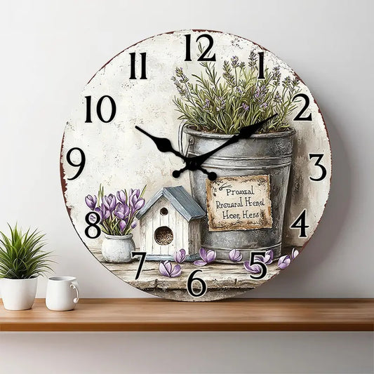10x10 Decorative Wall Clock  – Ticking Wooden Wall Clock for Living Room or Hallway | Liberty Signs#S1007