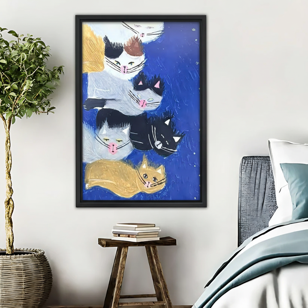 Whimsical Cat Pile Canvas - Playful Animal Art Print|Liberty Signs #L605