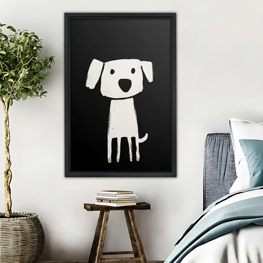 Minimalist Dog Art Print - Black and White Modern Wall Decor|Liberty Signs #L449