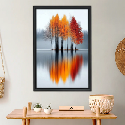 Autumn Reflection – Minimalist Fall Lake Landscape Wall Art| Liberty Signs#L963
