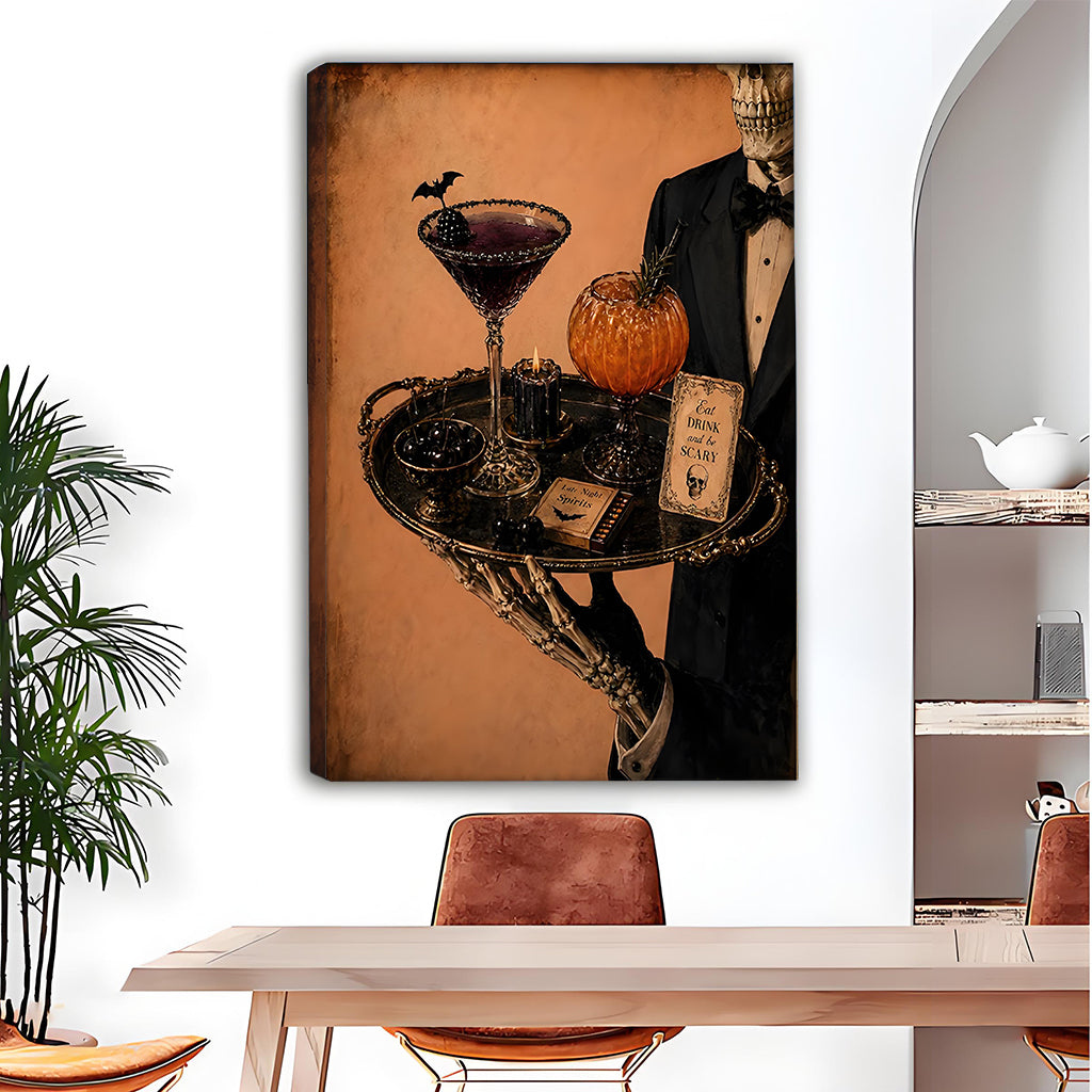 Halloween Skeleton Server Canvas Wall Art L6177