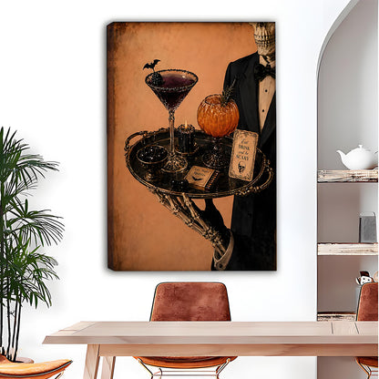 Halloween Skeleton Server Canvas Wall Art L6177