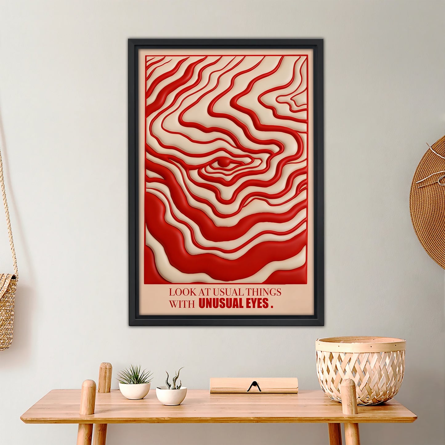 Red & White Swirl Abstract Art Print - Thought-Provoking Modern Wall Decor|Liberty Signs #L455