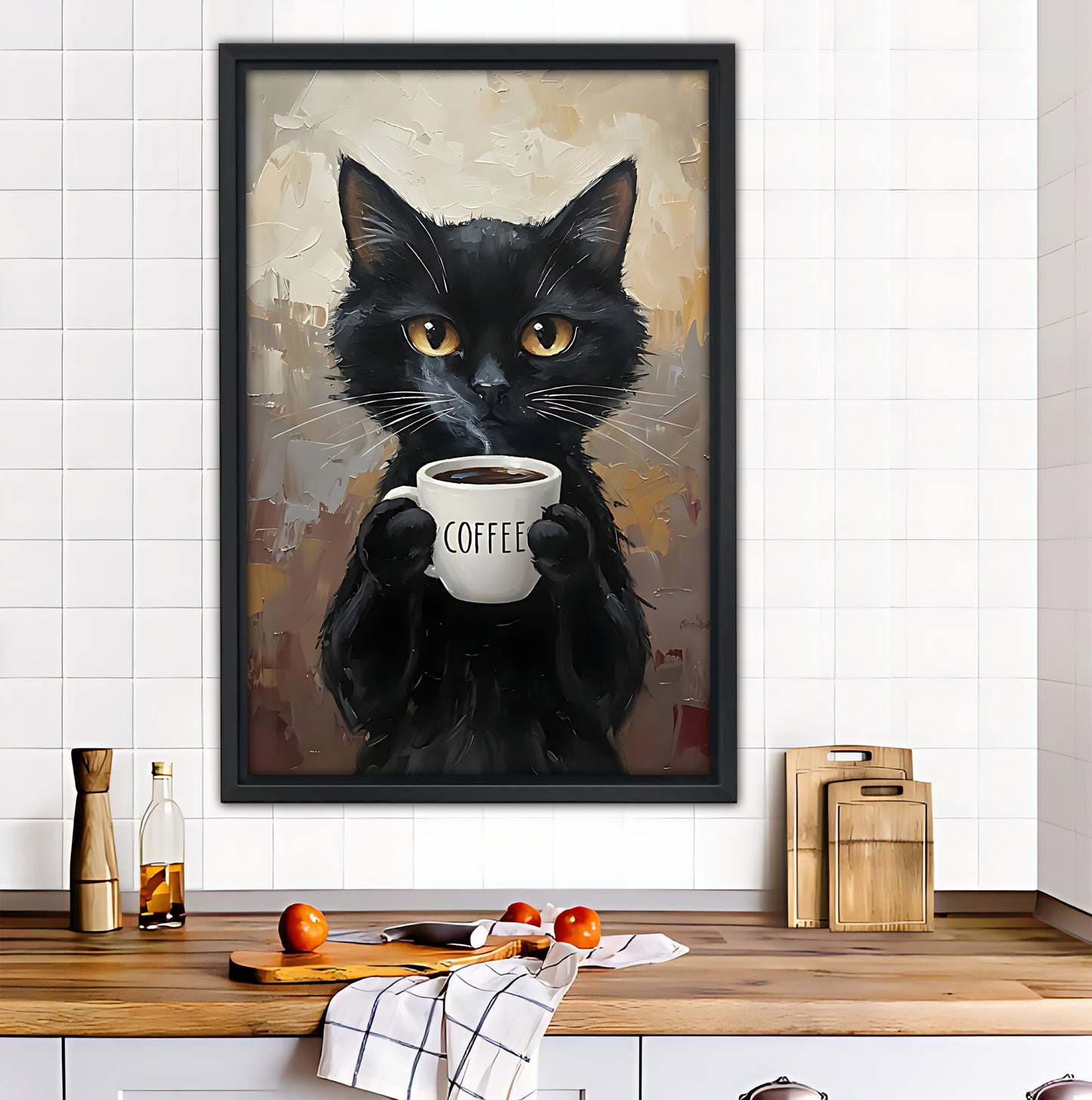 Black Cat Coffee Lover Metal Sign - Funny Kitchen Wall Decor|Liberty Signs #L362