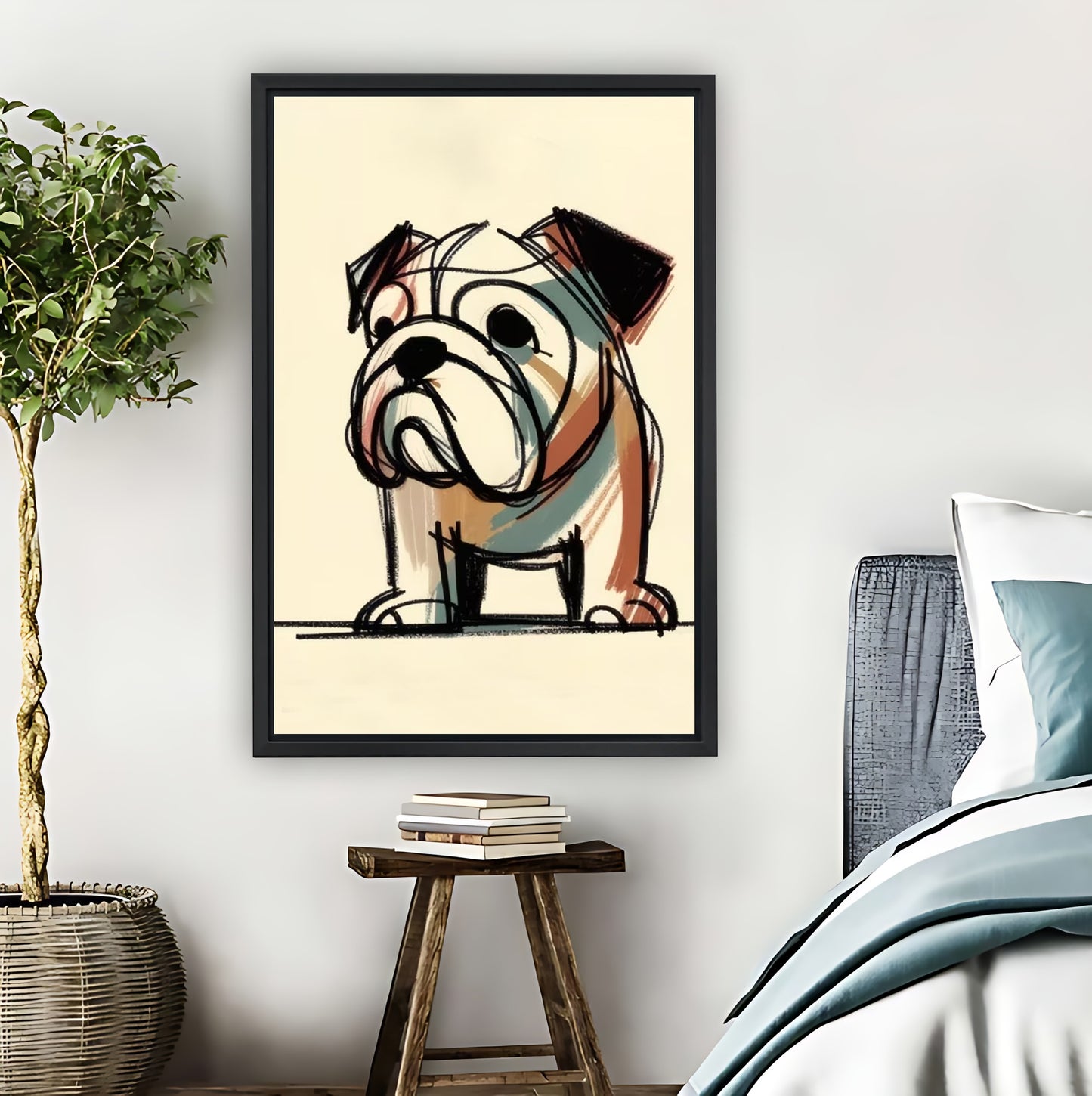 Vintage Bulldog Sketch Portrait Wall Art Print|Liberty Signs #L866