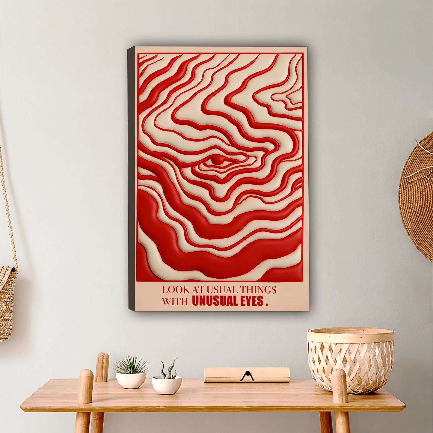 Red & White Swirl Abstract Art Print - Thought-Provoking Modern Wall Decor|Liberty Signs #L455