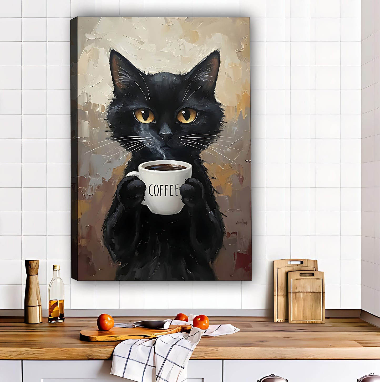 Black Cat Coffee Lover Metal Sign - Funny Kitchen Wall Decor|Liberty Signs #L362