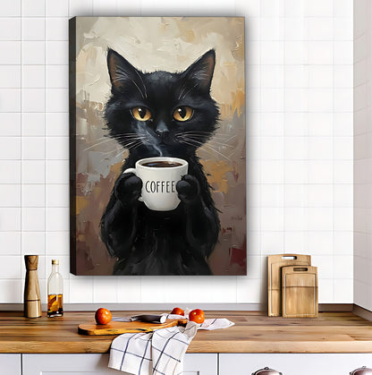 Black Cat Coffee Lover Metal Sign - Funny Kitchen Wall Decor|Liberty Signs #L362