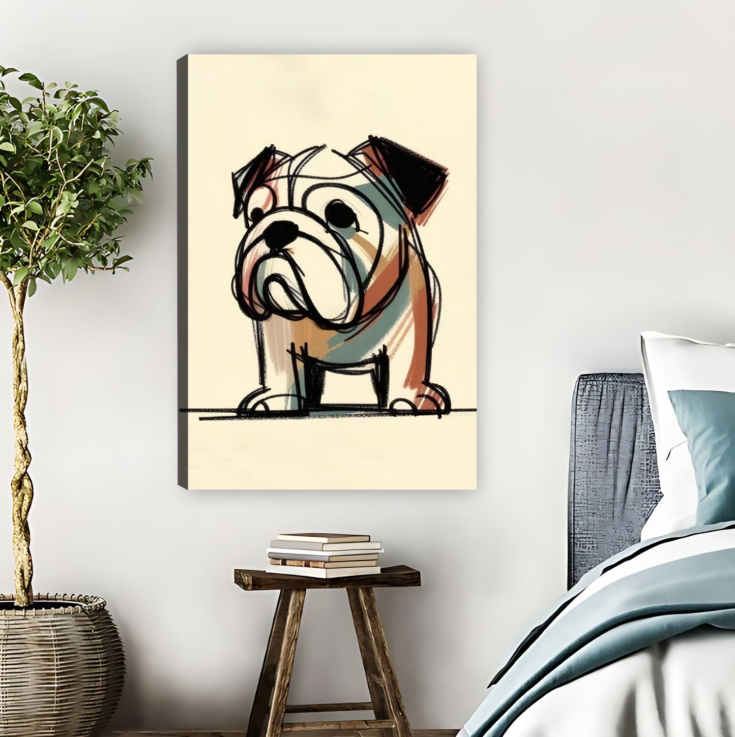 Vintage Bulldog Sketch Portrait Wall Art Print|Liberty Signs #L866