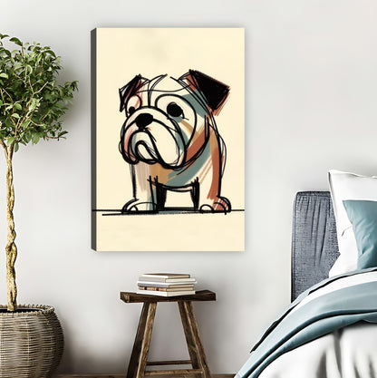 Vintage Bulldog Sketch Portrait Wall Art Print|Liberty Signs #L866