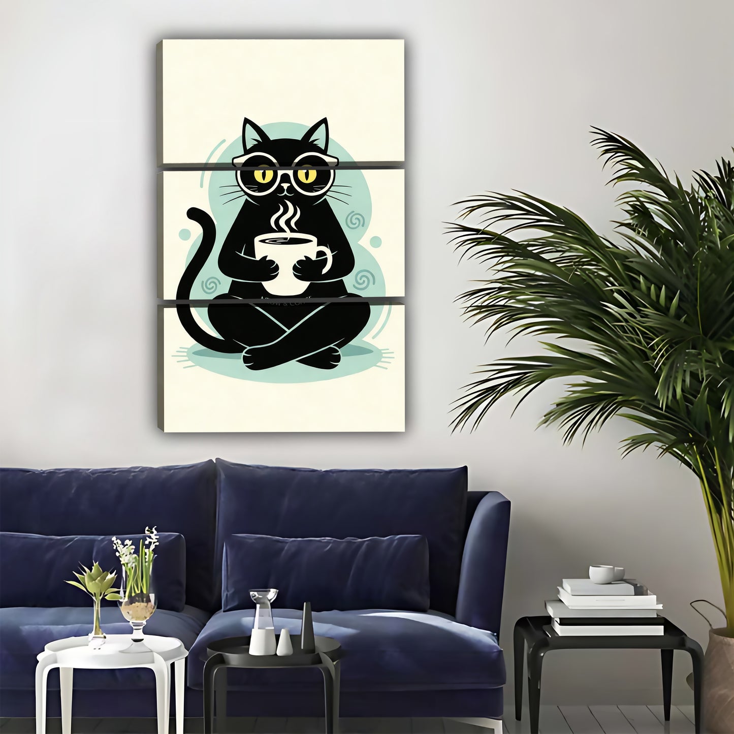 Zen Cat Coffee Meditation Metal Sign - Funny Mindful Wall Art|Liberty Signs#L332