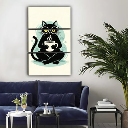 Zen Cat Coffee Meditation Metal Sign - Funny Mindful Wall Art|Liberty Signs#L332
