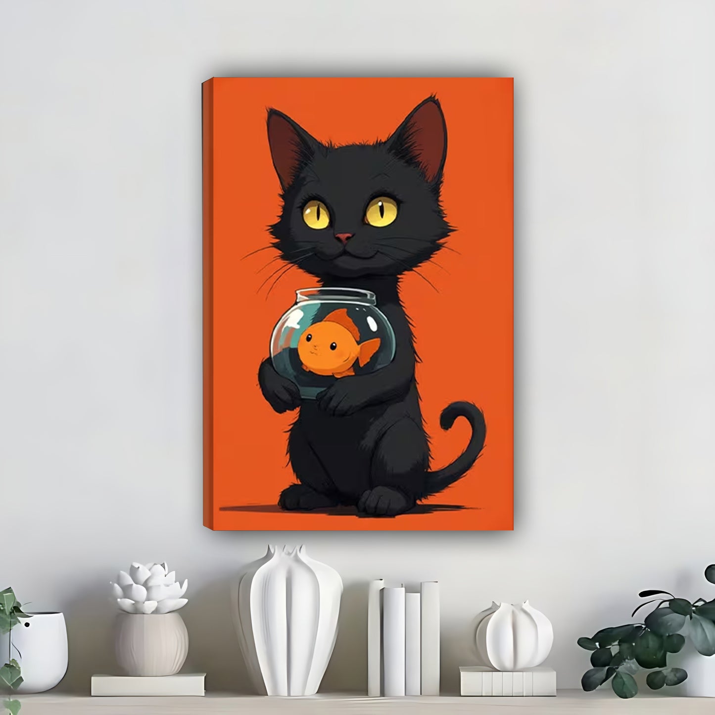 Funny Cat Art - Canvas Wall Art - Abstract Funny Living Room Decor| Liberty Signs #SZ352