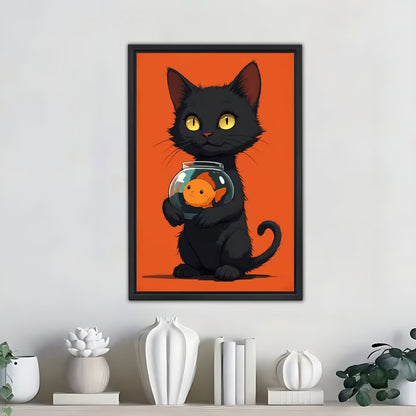Funny Cat Art - Canvas Wall Art - Abstract Funny Living Room Decor| Liberty Signs #SZ352