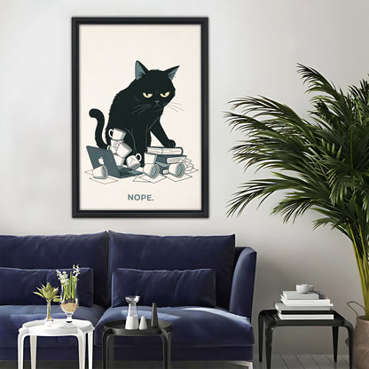 Grumpy Cat 'Nope' Wall Art - Funny Black Cat Canvas Print|Liberty Signs #L339
