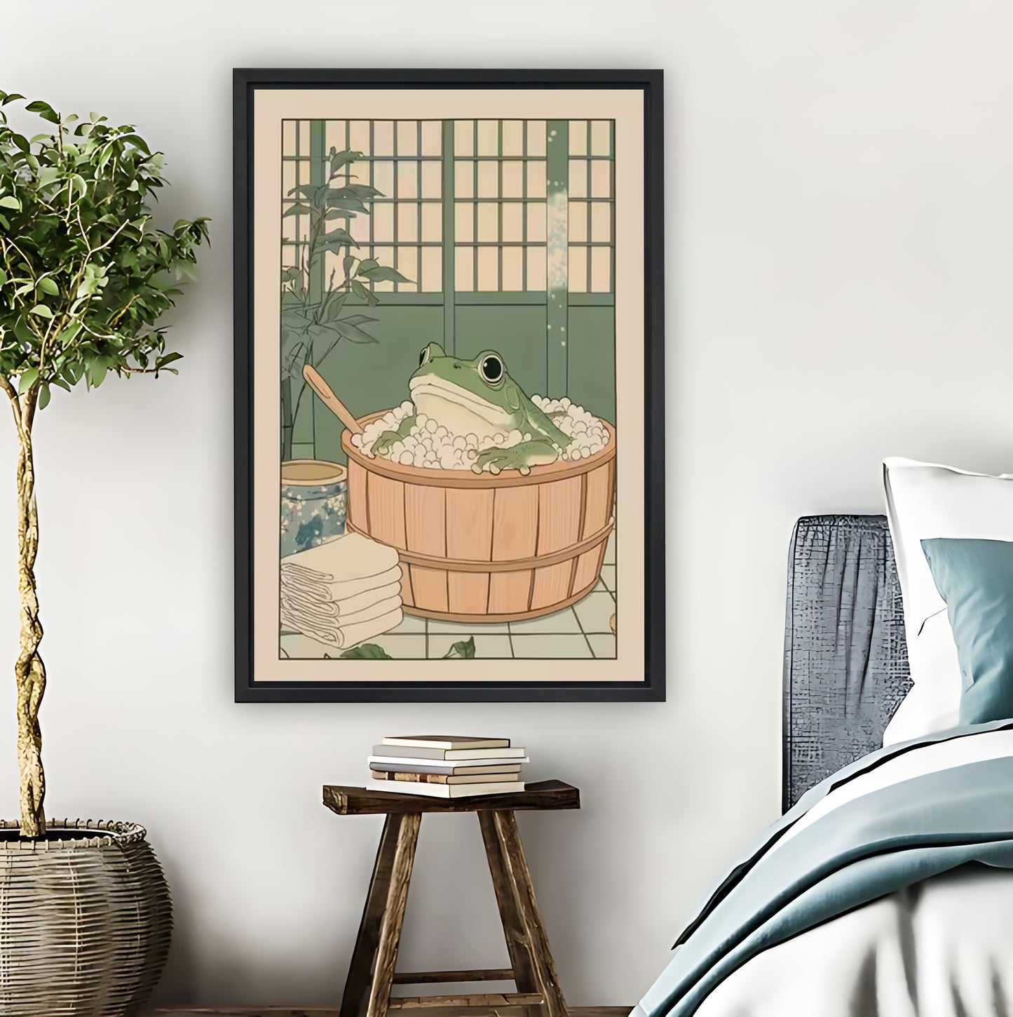 Japanese Style Bathing Frogs Wall Art| Liberty Signs #L1526