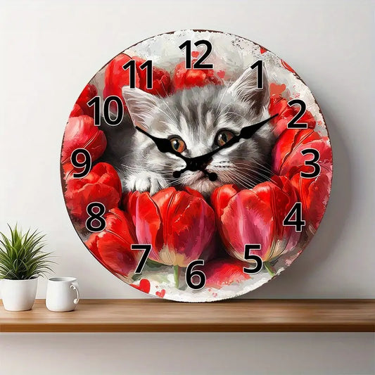 10x10 Decorative Wall Clock  – Ticking Wooden Wall Clock for Living Room or Hallway | Liberty Signs#S1004