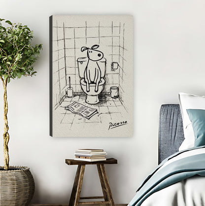 Funny Dog on Toilet Reading Newspaper Bathroom Wall Art|Liberty Signs #L865