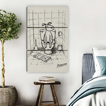 Funny Dog on Toilet Reading Newspaper Bathroom Wall Art|Liberty Signs #L865