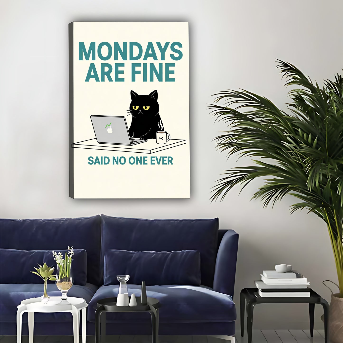 Funny Monday Cat Wall Art - 'Mondays Are Fine' Canvas Print|Liberty Signs #L341
