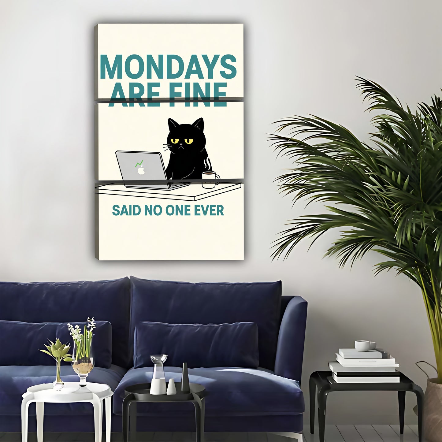 Funny Monday Cat Wall Art - 'Mondays Are Fine' Canvas Print|Liberty Signs #L341