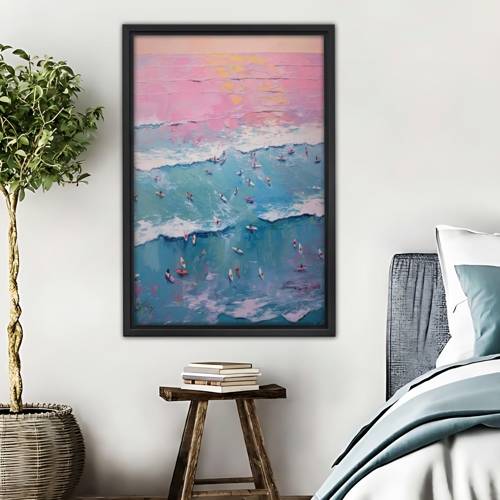 Abstract Ocean Waves Framed Canvas Art |Liberty Signs #L601