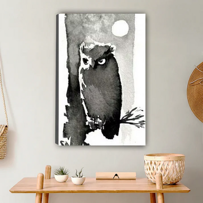 Moonlit Sentinel – Ink Wash Owl Wall Art| Liberty Signs#L980