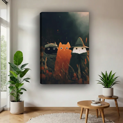 Halloween Cat Trio Canvas Wall Art L6179