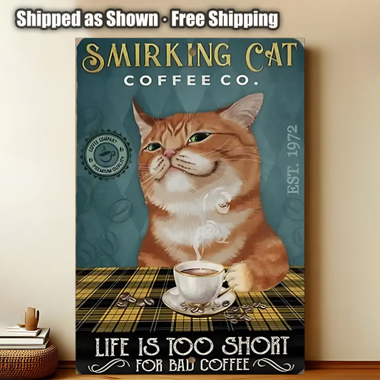8x12 Cute Cat Metal Sign – Retro Tin Wall Art for Cat Lovers & Kitchens (1/3/6/10 Pieces) | Liberty Signs #ZH2223