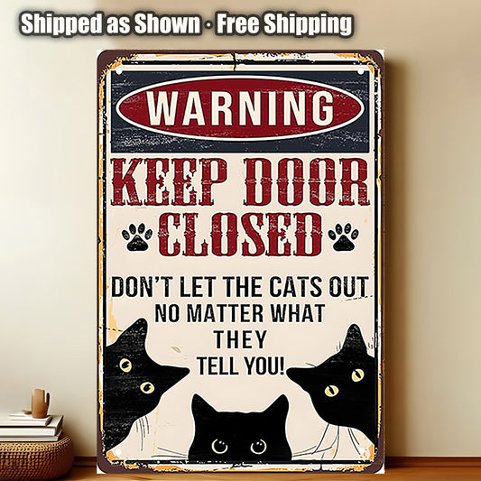 8x12 Cute Cat Metal Sign – Retro Tin Wall Art for Cat Lovers & Kitchens (1/3/6/10 Pieces) | Liberty Signs #ZH2283
