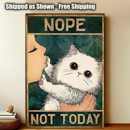8x12 Cute Cat Metal Sign – Retro Tin Wall Art for Cat Lovers & Kitchens (1/3/6/10 Pieces) | Liberty Signs #ZH2016