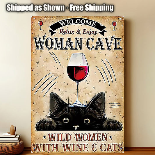 8x12 Cute Cat Metal Sign – Retro Tin Wall Art for Cat Lovers & Kitchens(1/3/6/10 Pieces) | Liberty Signs #ZH2298