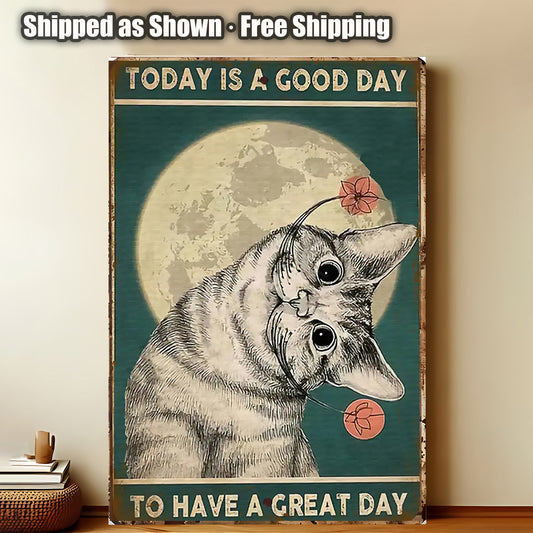8x12 Cute Cat Metal Sign – Retro Tin Wall Art for Cat Lovers & Kitchens (1/3/6/10 Pieces) | Liberty Signs #ZH2043