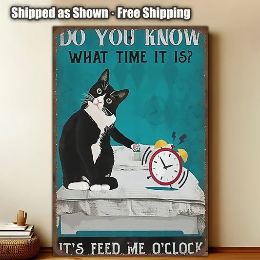 8x12 Cute Cat Metal Sign – Retro Tin Wall Art for Cat Lovers & Kitchens(1/3/6/10 Pieces) | Liberty Signs #2222