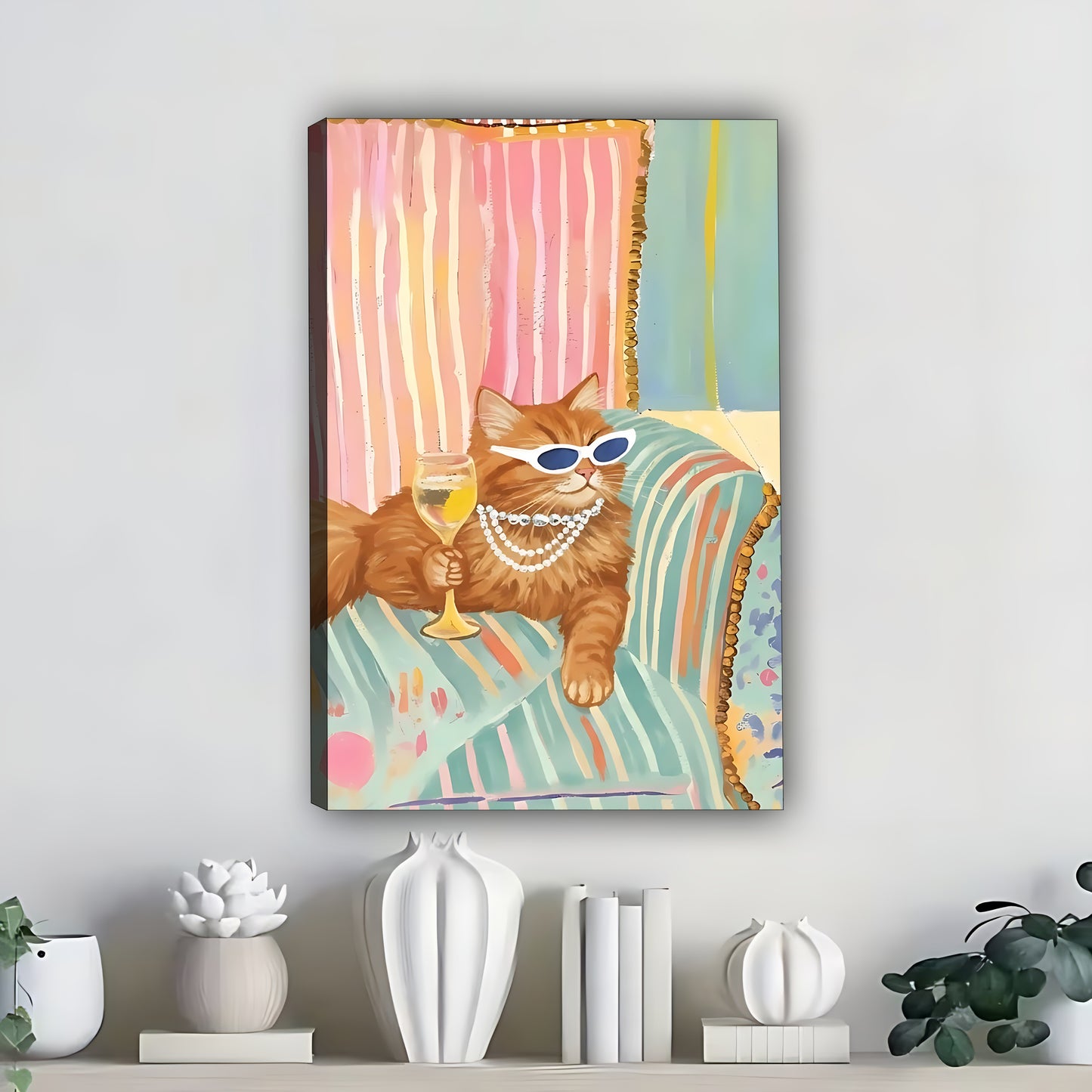Funny Cat Art - Canvas Wall Art - Abstract Funny Living Room Decor| Liberty Signs #SZ290