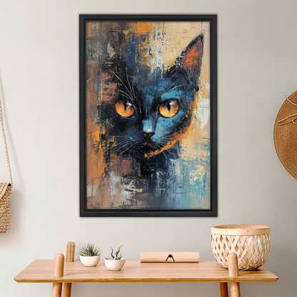 图1 厚涂黑猫琥珀眼木框场景