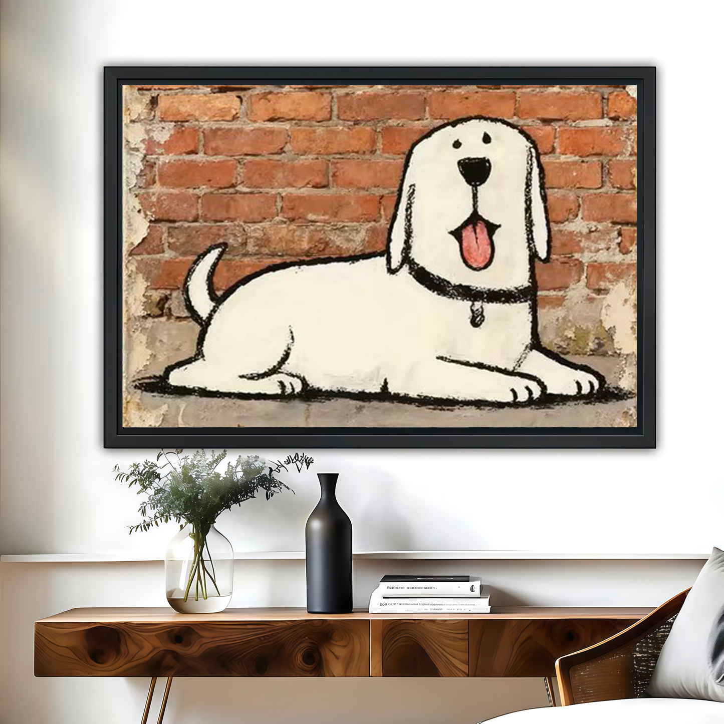 Happy White Dog Wall Art - Cute Puppy Canvas Print|Liberty Signs #L338