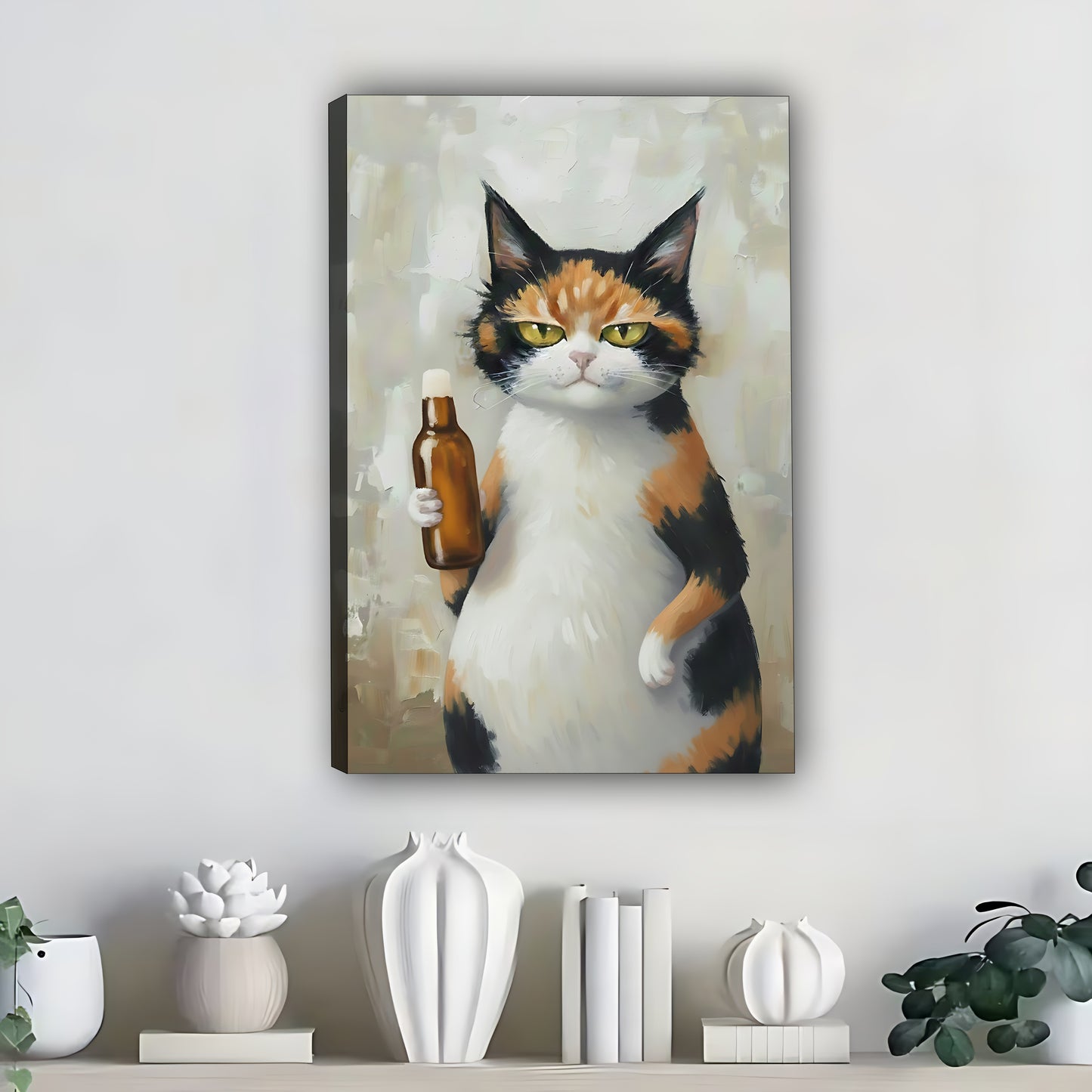 Funny Cat Art - Canvas Wall Art - Abstract Funny Living Room Decor| Liberty Signs #SZ272