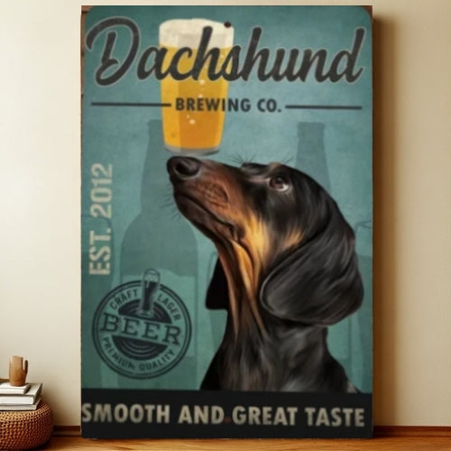 Dachshund Brewing Smooth and Great Taste-dogs-vintage-8x12-a084