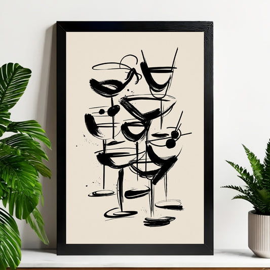 Neutral Abstract Framed Wall Art – Minimalist Line Art for Office or Studio | Liberty Signs#M3334