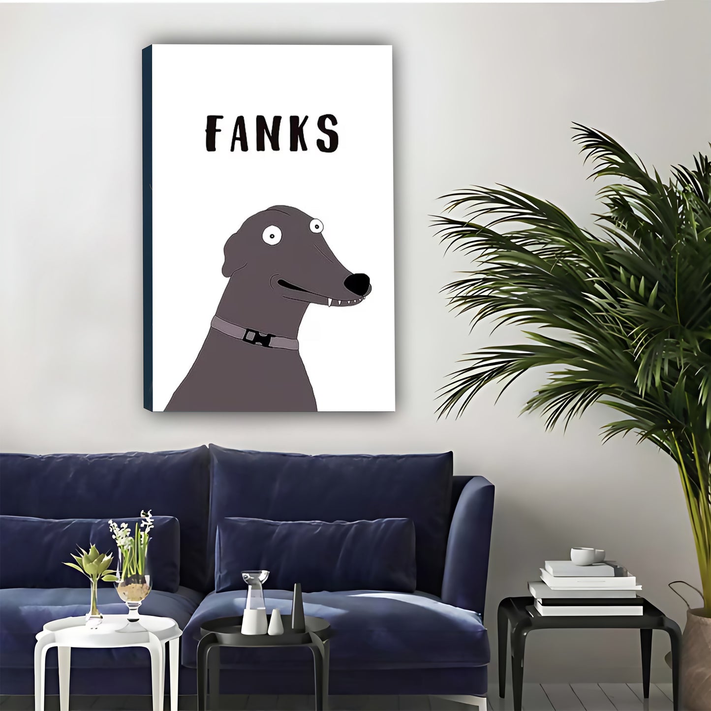 Fanks Funny Greyhound Dog Cartoon Framed Canvas Art|Liberty Signs #L1666