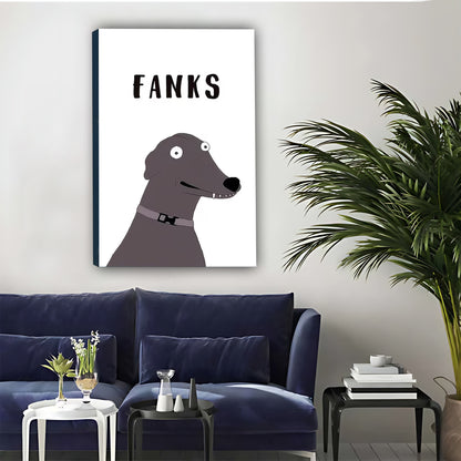 Fanks Funny Greyhound Dog Cartoon Framed Canvas Art|Liberty Signs #L1666