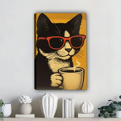Funny Cat Art - Canvas Wall Art - Abstract Funny Living Room Decor| Liberty Signs #SZ316
